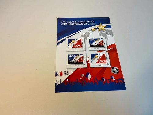 Frankreich Souvenir Block mit 4 Marken zum Sieg Fußball WM 2018