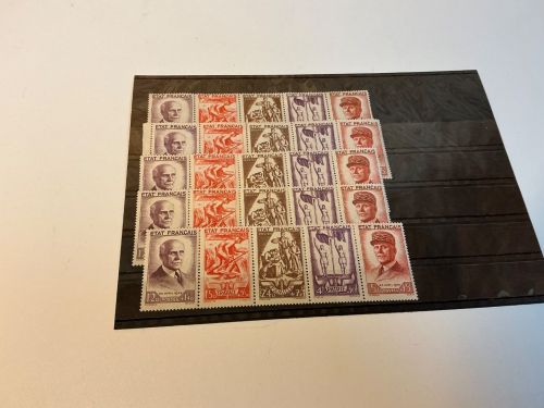 Frankreich 5 Streifen Michel 589-593 Petain postfrisch