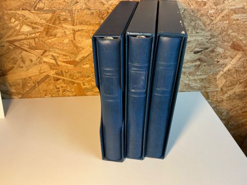 3 Lindner Binder blau mit Schuber leer