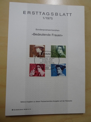 Bund ETB Ersttagsblätter Jahrgang 1975 komplett