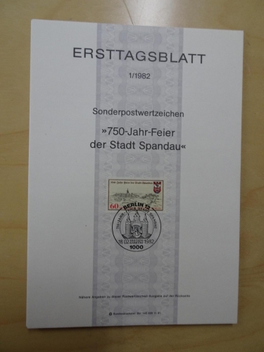 Berlin ETB Ersttagsblätter Jahrgang 1982 komplett