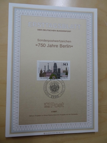 Bund ETB Ersttagsblätter Jahrgang 1987 komplett
