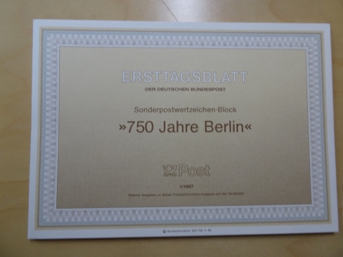 Berlin ETB Ersttagsblätter Jahrgang 1987 komplett