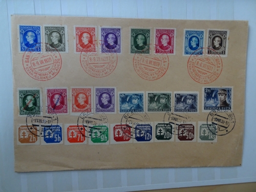 Slowakai Ersttagsausgaben auf Brief mit zum Teil Sonderstempeln