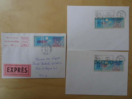 Frankreich ATM 6x 3 FDC Ars sur Formans