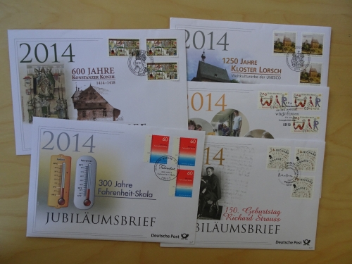 Bund Jubiläumsbriefe 5 verschiedene aus 2014