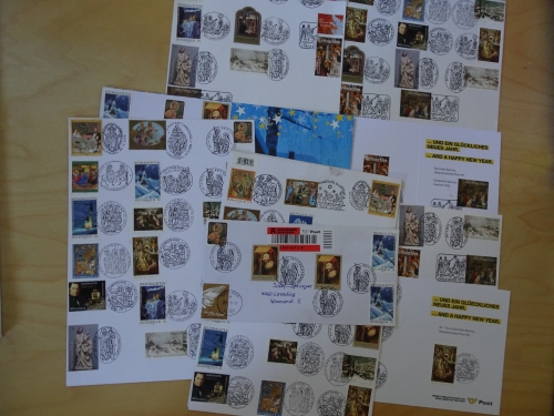 Österreich selbstgemachte Blätter mit Christkindl Sonderstempel