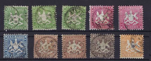 C) Württemberg Mi 25-29 ° (mit Farben) ME 865€