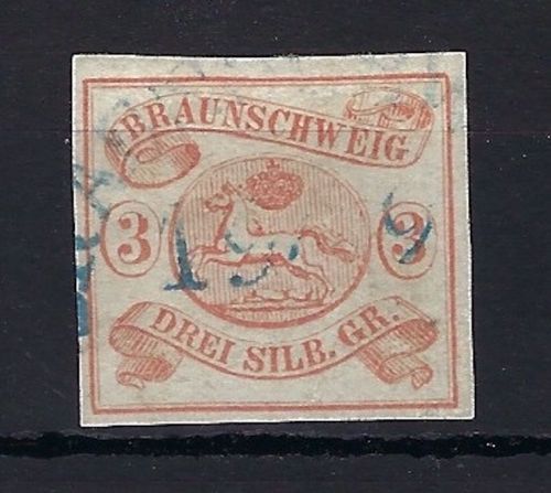 C) Braunschweig Mi 2 ° vollrandig, Textbogenstempel Braunschweig, sig. Bühler