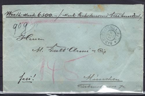 C) Bayern Mi 53xa Wertbrief MiF Bad Reichenhall n. München, ME 500€