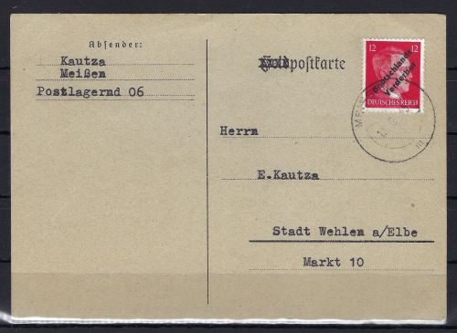 Lokalausgaben Meissen Mim 34 als EF auf Postkarte n. Wahlen Elbe