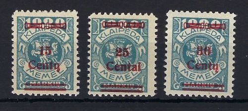 Memel / Klaipeda Mi 213, 221, 229 je * gep. Dr. Petersen BPP, ME 240€