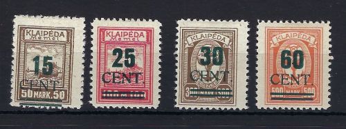 Memel / Klaipeda Mi 234-237 I * mit Erstfalz, mit Signum, ME 750€