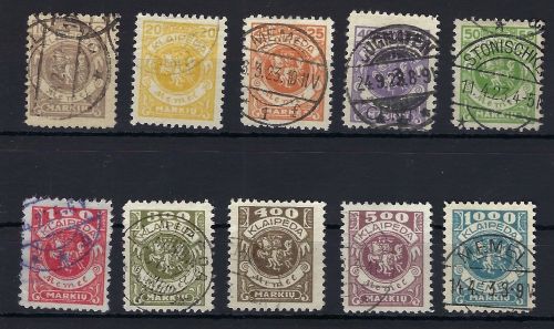 Memel /Klaipeda Mi 141-150 °, Mi 147, 149 gepr. Dr. Petersen BPP, ME 440€