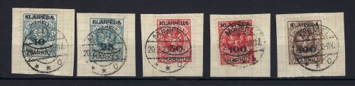 Memel / Klaipeda Mi 124-128 ° auf Papierunterlage, ME 50€