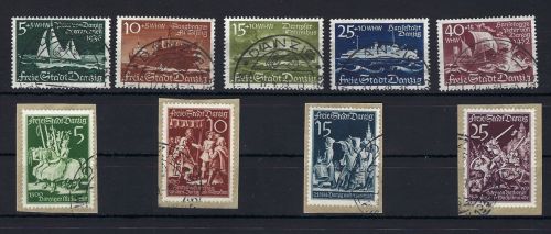 Danzig Mi 284-288, 302-305 ∆ mit einheitlichem SoSt
