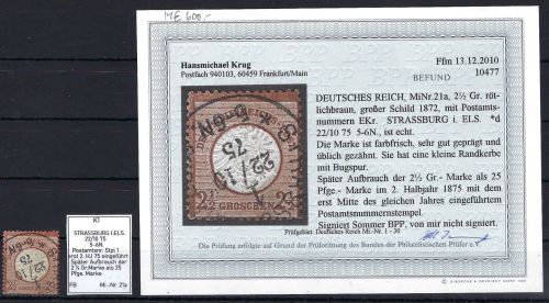DR 21 a °, später aufbrauch der 2 1/2 Groschen, Befund Krug BPP