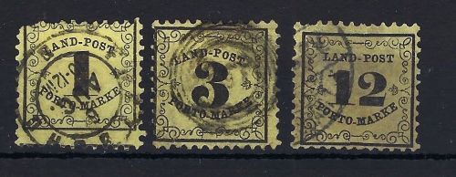 Württemberg Landpost-Portomarken, Mi 1-3, Mi 3 nicht prüfbar