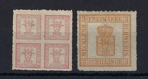 Mecklenburg Schwerin Mi 5b + 7 II * mit Falzrest, ME 140€