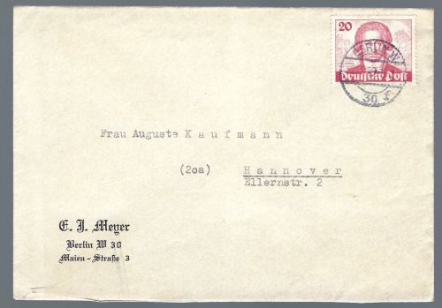 P) Berlin Mi 62 EF Berlin-Hannover, portogerecht