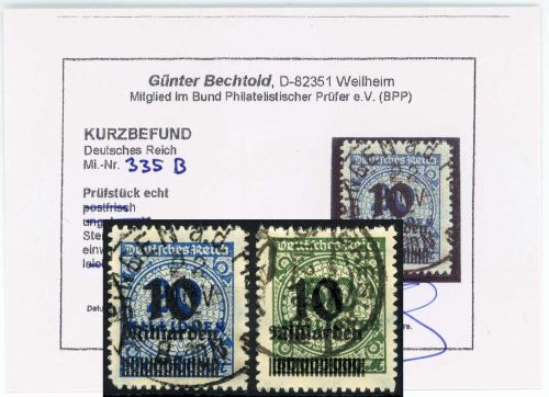 C) DR Mi 335 B ° + 336 B °, 335 KB Bechthold BPP, 336 gp. Infla + BPP
