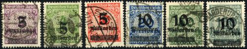 C) DR Mi 332-337 A °, alle Werte geprüft Infla Berlin, ME 220€