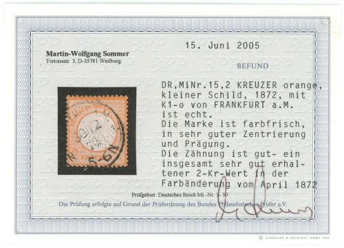C) DR Mi 15 ° in sehr guter Qualität, Befund Sommer BPP, ME 280€
