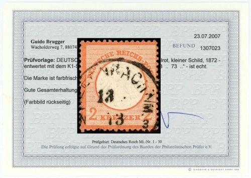 C) DR Mi 8 ° mit K1 Offenbach a. Main 3.13.73, Bef. Brugger BPP, ME 400€