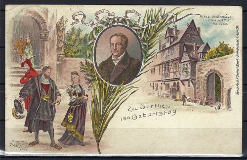 AK Litho 1899 Altes Goethehaus Frankfurt a. M., zum 150. Geburtstag
