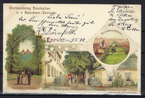 AK Litho Verbandstag Deutscher Beamten-Verein Erfurt, 1899
