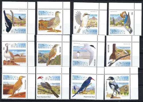 Namibia Endemische Vögel Mi 1396-1407 ** Eckrandsatz