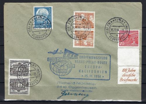 Bund/Berlin Erstflugbeleg Trans-Polar-Route Europa-Kalifornien
