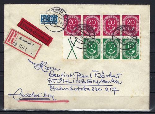 Bund H-Blatt 1 auf R-Brief/Eilbote Konstanz n. Stühlingen, ME 1.200€
