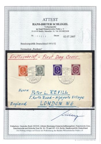 Bund Mi 126-27, 129, 131 auf FDC mit ESST, FA Kopie Schlegel BPP
