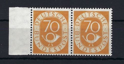 Bund Posthorn Mi 136 ** waag. Paar einwandfrei, Seitenrand