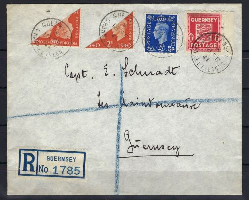 D. Bes. Kanalinseln Guernsey Mi II (2) , 2 R-Brief innerhalb Gurnseys