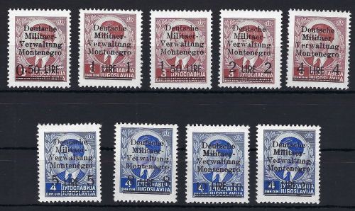 D. Bes. Montenegro Mi 1-9 **, ME 680€, Mi 1 minim. Anhaftungen