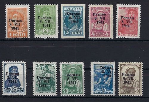 D. Bes. Estland Mi 1-10 II ** (3 B), teils Druckabweichungen, ME 180€