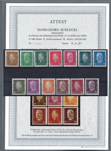 DR Reichspräsidenten, Mi 410-422 **, mit FA Schlegel BPP ME 1.200€