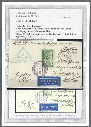 DR Mi 364 x auf Zeppelin Postkarte Ostseerundfahrt, portogerecht