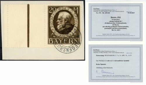 P) Bayern Mi 109 I Luxus Briefstück, Befund Bauer BPP, ME 280€