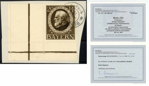 P) Bayern Mi 109 I Luxus Briefstück, Befund Bauer BPP, ME 280€