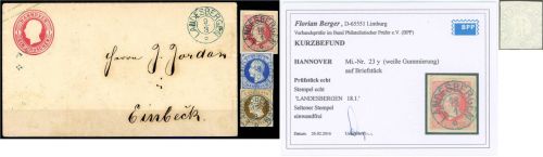 P) Hannover Partie mit Stemp. LANDESBERGEN, Marken/Beleg mit Mi 15, 19, 23