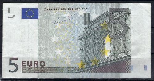Bund 5 Euro Serie 2002 Frankreich, ohne Sicherheitsstreifen, Abart