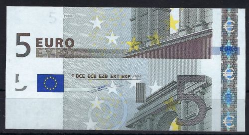 Bund 5 Euro Serie 2002 Deutschland, stark verschnitten, bankfrisch