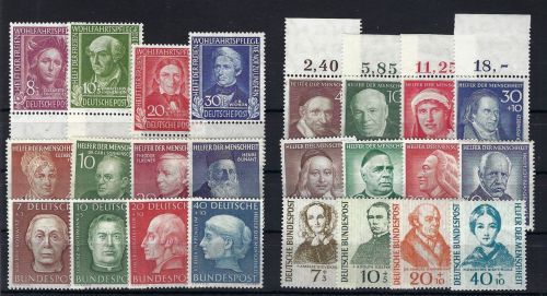 Bund alle 6 Wohlfahrt-Sätze 1949-1955 postfrisch, ME 575€