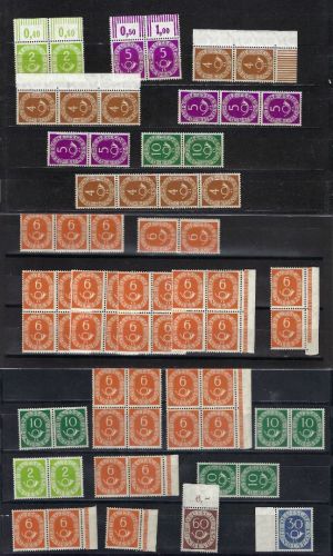 Bund Posthorn, Lot mit Paaren, 4er-Blocks, Einheiten, OR, ME 1778€