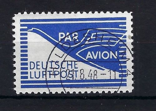 Bizone Flugpost-Zulassungsmarke Mi FZ 1 ° mit Gummi, Luxus Qualität