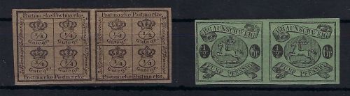 C) Braunschweig Mi 9-10 * mit Gummi, im waagerechtem Paar, ME 240€
