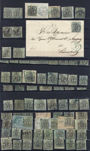 C) Hannover Mi 2, Partie von 90 Marken und 1 brief